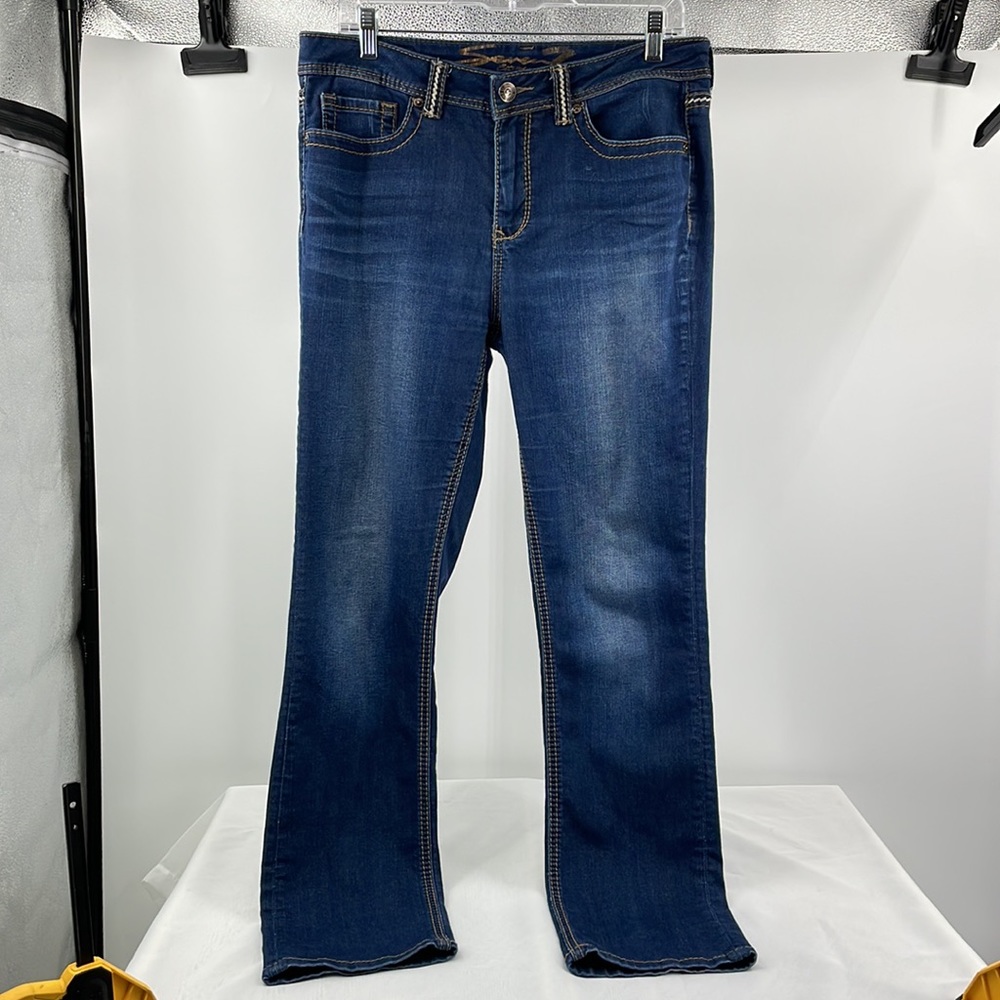 Seven 7 Slimming Straight blue Denim embroidered Jeans